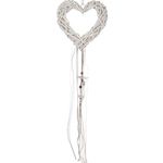 Casa si Gradina - Decoratiuni - Obiecte decorative - Accesorii decorative - Inima decorativa din lemn cu panglici, dantela si flori, 20x20x5 cm, Alba - Infinity.ro