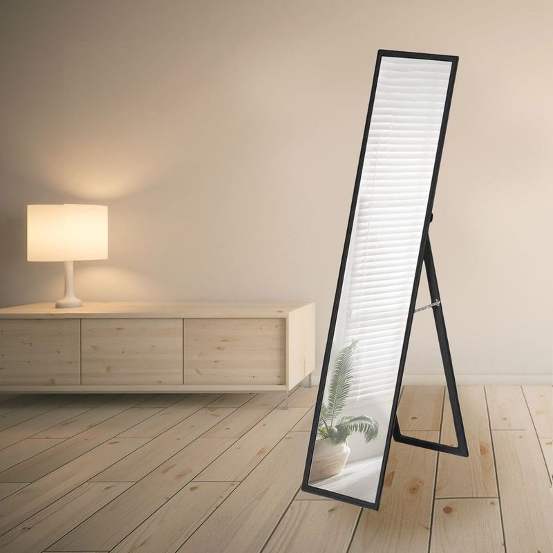 Casa si Gradina - Decoratiuni - Oglinzi - Oglinda de podea cu rama neagra din lemn, 160x40cm - Infinity.ro