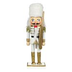 Casa si Gradina - Decoratiuni - Decoratiuni de sezon - Soldat din Lemn Decorativ de Craciun, Uniforma Alba cu Detalii Aurii, 20cm - Infinity.ro