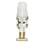 Casa si Gradina - Decoratiuni - Decoratiuni de sezon - Soldat din Lemn Decorativ de Craciun, Uniforma Alba cu Detalii Aurii, 20cm - Infinity.ro