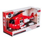 Jucarii, Copii si Bebe - Jucarii si jocuri - Vehicule si jucarii cu telecomanda - Elicoptere, avioane si nave de jucarie - Elicopter de salvare cu targa, lumini si sunete, rosie, 1:16 - Infinity.ro
