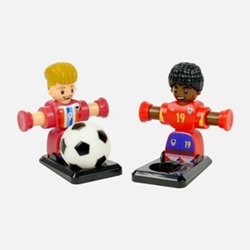 Jucarii, Copii si Bebe - Jucarii si jocuri - Figurine - Set de 2 Figurine Finger Puppet cu Minge, Rosii, cu Brat Rotativ si Baza - Infinity.ro