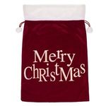 Casa si Gradina - Decoratiuni - Decoratiuni de sezon - Sac de Craciun Bordo Catifelat cu Glitter Auriu si Mesaj, 50x75cm - Infinity.ro