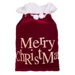 Casa si Gradina - Decoratiuni - Decoratiuni de sezon - Sac de Craciun Bordo Catifelat cu Glitter Auriu si Mesaj, 50x75cm - Infinity.ro