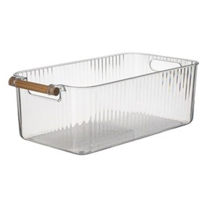 Casa si Gradina - Mobilier - Organizare si depozitare - Cutii depozitare - Cutie de depozitare din plastic transparent cu mâner din lemn, 7.46 L - Infinity.ro