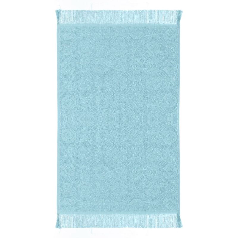 Casa si Gradina - Textile si covoare - Textile baie - Prosoape - Prosop de bucatarie din bumbac, turcoaz, cu model romburi si flori, franjuri, 60x40 cm - Infinity.ro