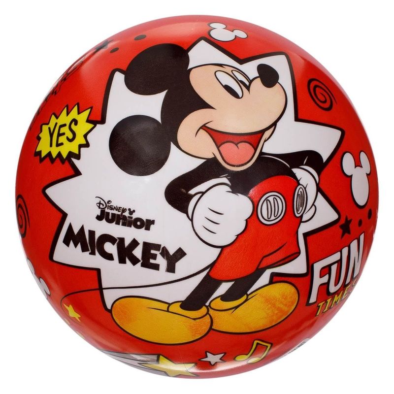Jucarii, Copii si Bebe - Jucarii si jocuri - Jucarii de exterior - Saltele si mingi pentru plaja - Minge de plaja din plastic cu Mickey Mouse, 23 cm, Albastra - Infinity.ro
