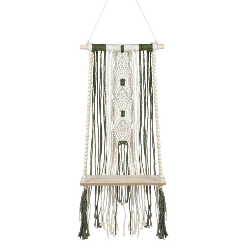 Casa si Gradina - Constructii - Lemn constructii - Placi lemn - Raft decorativ suspendabil din lemn cu macrame, 25x13x42cm - Infinity.ro