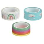 Carti si Birotica - Birotica - Accesorii de birou - Benzi adezive - Benzi adezive washi tape, Set 3 buc, Curcubeu, 5m x 1,5cm - Infinity.ro