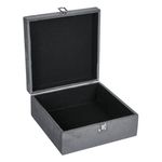 Casa si Gradina - Mobilier - Organizare si depozitare - Cutii depozitare - Cutie de depozitare din lemn cu captuseala catifelata gri, inchidere metalica, 24x24x10 cm - Infinity.ro
