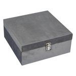 Casa si Gradina - Mobilier - Organizare si depozitare - Cutii depozitare - Cutie de depozitare din lemn cu captuseala catifelata gri, inchidere metalica, 24x24x10 cm - Infinity.ro