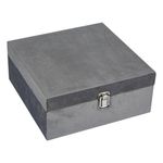 Casa si Gradina - Mobilier - Organizare si depozitare - Cutii depozitare - Cutie de depozitare din lemn cu captuseala catifelata gri, inchidere metalica, 24x24x10 cm - Infinity.ro