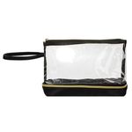 Ingrijire personala si Cosmetice - Machiaj - Portfarduri si genti cosmetice - Portfard transparent cu maner, dublu compartiment, 25x8x17cm, negru si transparent - Infinity.ro