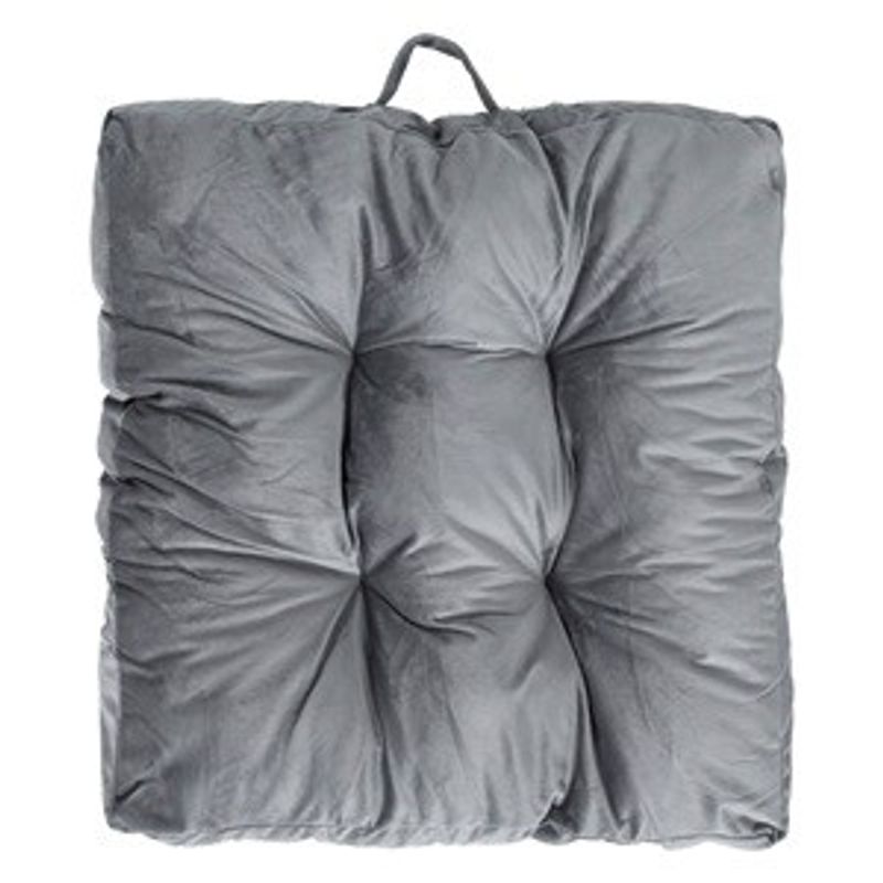 Casa si Gradina - Textile si covoare - Perne si pilote - Perne decorative - Perna de podea patrata, Gri, Velvet, 60x60cm, cu maner - Infinity.ro
