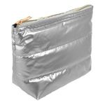 Ingrijire personala si Cosmetice - Machiaj - Portfarduri si genti cosmetice - Portfard Puffy cu Fermoar, Argintiu, 25,5x9x20 cm - Infinity.ro