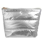 Ingrijire personala si Cosmetice - Machiaj - Portfarduri si genti cosmetice - Portfard Puffy cu Fermoar, Argintiu, 25,5x9x20 cm - Infinity.ro