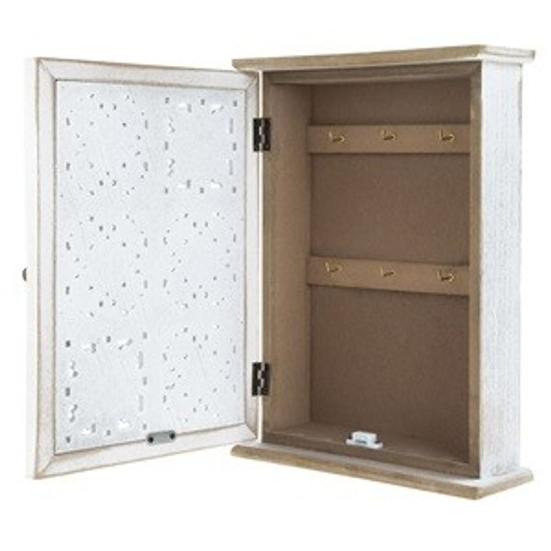 Carti si Birotica - Birotica - Articole ambalare - Dulapior pentru chei din lemn cu model reliefat, 21x28.5x7cm, Alb Brushed - Infinity.ro