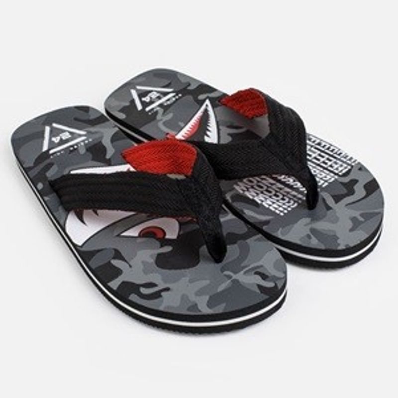 Fashion, accesorii si bijuterii - Barbati - Incaltaminte barbati - Slapi si papuci barbati - Slapi barbati cu imprimeu rechin, negru si gri, marime S - Infinity.ro