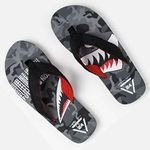 Fashion, accesorii si bijuterii - Barbati - Incaltaminte barbati - Slapi si papuci barbati - Slapi barbati cu imprimeu rechin, negru si gri, marime S - Infinity.ro