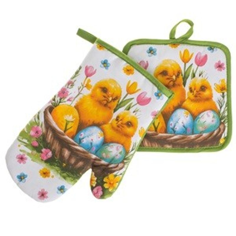 Casa si Gradina - Textile si covoare - Textile bucatarie - Manusi bucatarie - Manusa si servet de bucatarie cu model de Paste, 2 buc, alb - Infinity.ro