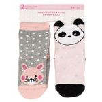 Fashion, accesorii si bijuterii - Copii - Lenjerie si pijamale copii - Sosete si dresuri copii - Sosete Gri Roz Panda Iepuras Anti-slip pentru Bebe - 2 perechi - Infinity.ro