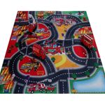 Petshop - Accesorii petshop - Jucarii animale - Ansambluri de joaca - Covor de Joaca cu Vehicule de Pompieri pentru Copii, 80x70cm, Multicolor - Infinity.ro