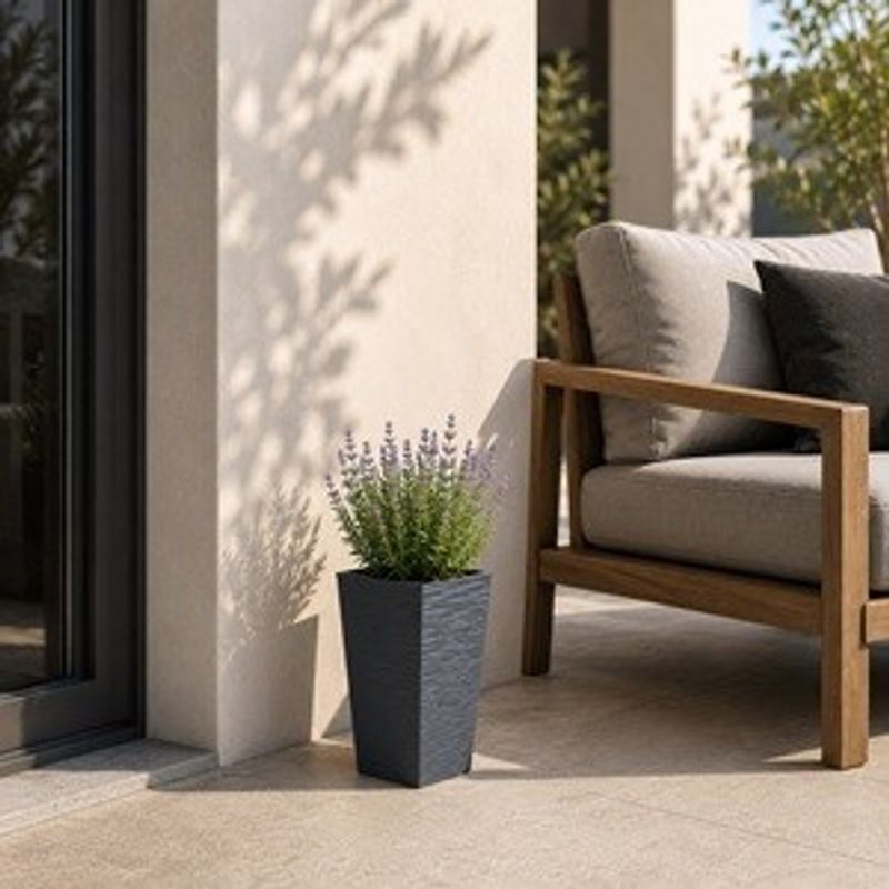 Casa si Gradina - Gradinarit si plante - Plante si ghivece - Ghivece si suporturi - Ghiveci Flori Patra Antracit cu Linii în Relief - Design Modern - Infinity.ro