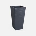 Casa si Gradina - Gradinarit si plante - Plante si ghivece - Ghivece si suporturi - Ghiveci Flori Patra Antracit cu Linii în Relief - Design Modern - Infinity.ro