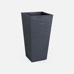 Casa si Gradina - Gradinarit si plante - Plante si ghivece - Ghivece si suporturi - Ghiveci Flori Patra Antracit cu Linii în Relief - Design Modern - Infinity.ro