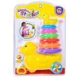 Jucarii, Copii si Bebe - Jucarii si jocuri - Jucarii bebelusi - Jucarii de tras/impins - Piramida de impins Ratusca cu 6 inele colorate - Infinity.ro