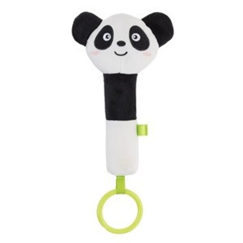 Jucarii, Copii si Bebe - Jucarii si jocuri - Jucarii bebelusi - Jucarii zornaitoare - Jucarie zornaitoare de plus cu inel de dintitie, Panda, 17 cm - Infinity.ro
