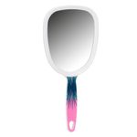 Ingrijire personala si Cosmetice - Machiaj - Oglinzi cosmetice - Oglinda de masa cu maner, 27x13cm, Alba, Print Frunze Tropicale - Infinity.ro