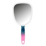 Ingrijire personala si Cosmetice - Machiaj - Oglinzi cosmetice - Oglinda de masa cu maner, 27x13cm, Alba, Print Frunze Tropicale - Infinity.ro