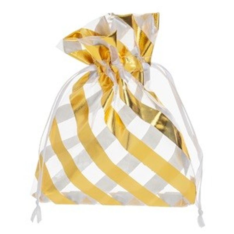 Carti si Birotica - Birotica - Articole ambalare - Saculet Organza cu Dungi Aurii, 10x13 cm - Infinity.ro
