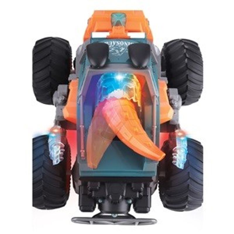 Jucarii, Copii si Bebe - Jucarii si jocuri - Vehicule si jucarii cu telecomanda - Masinute - Masina cu Telecomanda Dinozaur cu Aburi, 2.4GHz, Portocaliu/Turcoaz - Infinity.ro