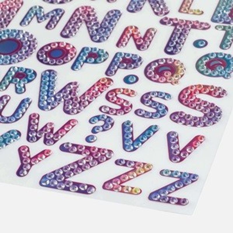 Casa si Gradina - Decoratiuni - Stickere decorative - Autocolante cu Litere din Alfabetul Englez cu Strass, 66 buc, Multicolore - Infinity.ro