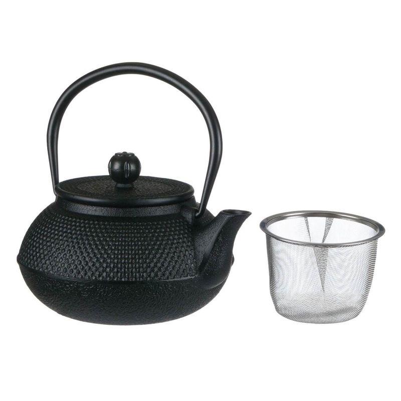 Casa si Gradina - Bucatarie si vesela - Vase pentru gatit - Ceainice si infuzoare - Ceainic din Fonta cu Model Reliefat, 600 ml, Negru - Infinity.ro