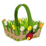 Ingrijire personala si Cosmetice - Igiena dentara - Pasta de dinti si apa de gura - Cosulet decorativ de Paste din pasla cu maner, model gardulet verde, decorat cu flori si buburuza, 18x8 cm - Infinity.ro