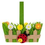 Ingrijire personala si Cosmetice - Igiena dentara - Pasta de dinti si apa de gura - Cosulet decorativ de Paste din pasla cu maner, model gardulet verde, decorat cu flori si buburuza, 18x8 cm - Infinity.ro