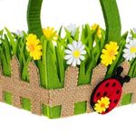 Ingrijire personala si Cosmetice - Igiena dentara - Pasta de dinti si apa de gura - Cosulet decorativ de Paste din pasla cu maner, model gardulet verde, decorat cu flori si buburuza, 18x8 cm - Infinity.ro