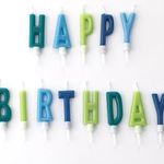 Casa si Gradina - Decoratiuni - Aromaterapie si lumanari - Suporturi lumanari - Lumanari Zi de Nastere Happy Birthday cu Litere Bleu Verde - Infinity.ro