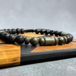 Fashion, accesorii si bijuterii - Barbati - Bijuterii barbati - Bratari barbati - Bratara eleganta barbati Eiko cu snur din Piatra de lava si Pirita - Infinity.ro