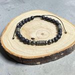 Fashion, accesorii si bijuterii - Barbati - Bijuterii barbati - Bratari barbati - Bratara eleganta barbati Eiko cu snur din Piatra de lava si Pirita - Infinity.ro