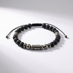 Fashion, accesorii si bijuterii - Barbati - Bijuterii barbati - Bratari barbati - Bratara eleganta barbati Eiko cu snur din Piatra de lava si Pirita - Infinity.ro