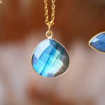 Fashion, accesorii si bijuterii - Femei - Bijuterii femei - Coliere femei - Colier Justine cu Labradorit pentru Protectie si Intuitie- otel inoxidabil - Infinity.ro