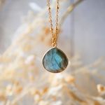 Fashion, accesorii si bijuterii - Femei - Bijuterii femei - Coliere femei - Colier Justine cu Labradorit pentru Protectie si Intuitie- otel inoxidabil - Infinity.ro