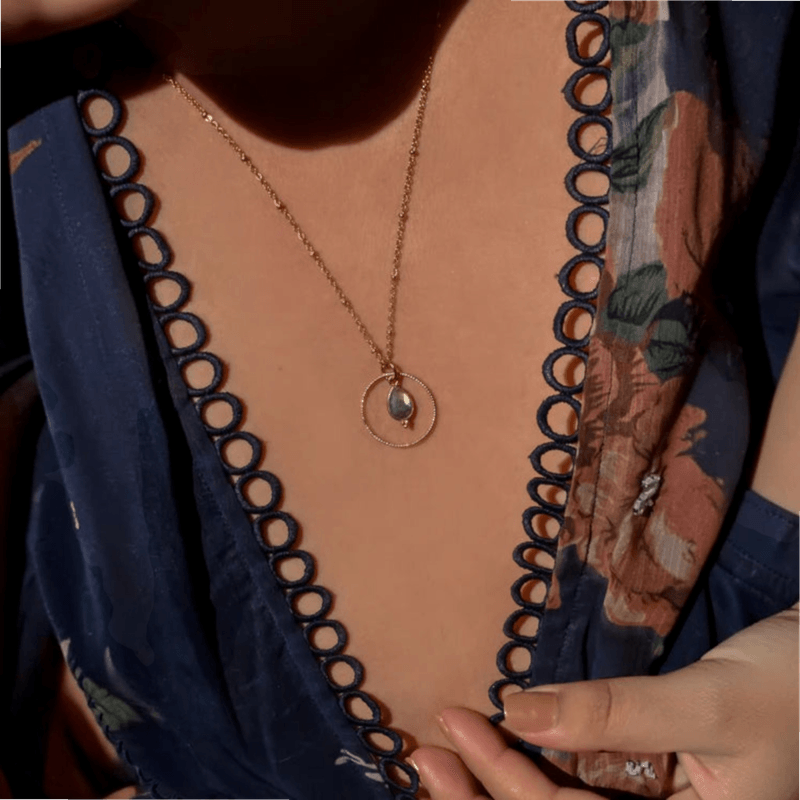 Fashion, accesorii si bijuterii - Femei - Bijuterii femei - Coliere femei - Colier Clementine Labradorit pentru Protectie si Intuitie- otel inoxidabil - Infinity.ro