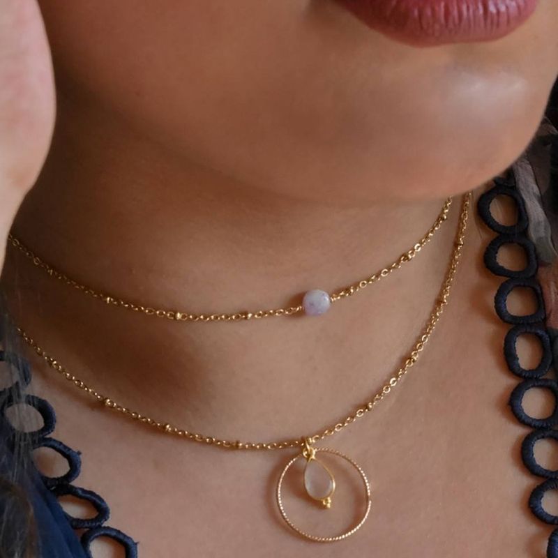 Fashion, accesorii si bijuterii - Femei - Bijuterii femei - Coliere femei - Colier Clementine Cuart Roz, iubire si blandete- din otel inoxidabil - Infinity.ro