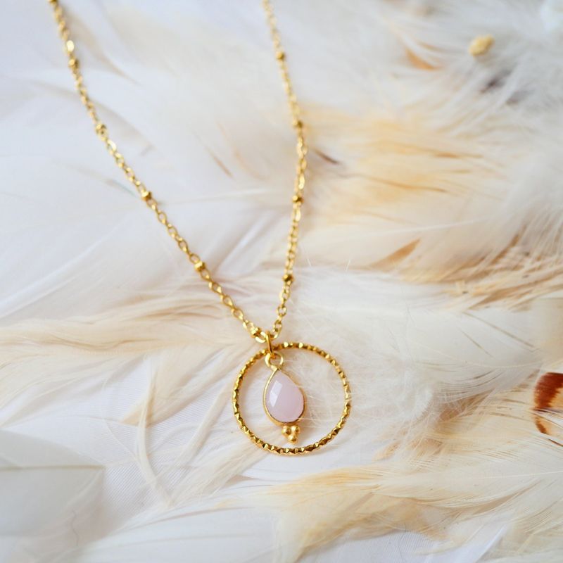 Fashion, accesorii si bijuterii - Femei - Bijuterii femei - Coliere femei - Colier Clementine Cuart Roz, iubire si blandete- din otel inoxidabil - Infinity.ro
