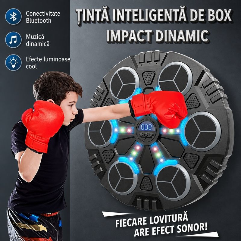 Jucarii, Copii si Bebe - Jucarii si jocuri - Jucarii & jocuri educative - Jucarii interactive - Jucarie Interactiva de Box pentru Copii, Tinta Electronica Inteligenta, 6 Zone de Lovire - Infinity.ro